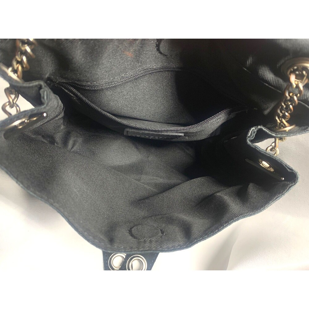Brandy Melville Crossbody Handbag Black Suede Adjustable Chain w/ Grommet Strap - Picture 8 of 12